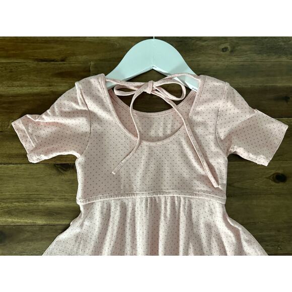 Omi Jo Pink Blossom Polka Dots Empire Maxi Knit Short Sleeve Dress Spring 2 - Picture 7 of 7